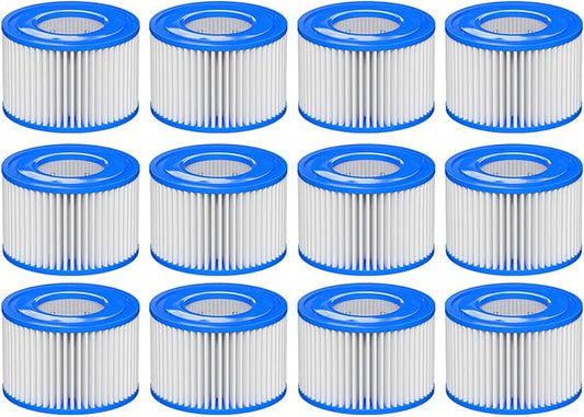 Type Ⅵ Hot Tub Spa Filter Replacement Compatible with Lay-Z-Spa, Coleman SaluSpa 90352E 58323, Inflatable Hot Tub, Swimming Pool Pump Filter Type Ⅵ Cartridge, 12 Pack
