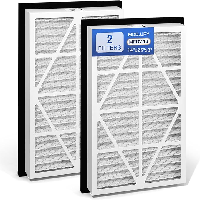 2Pack 14''x25''x3'' MERV13 air Filter Pleated Whole House Return Grille Filter Replacements are perfectly compatible with the Zephyr VGF Series 14x25x3 Whole House Return Grille Filter