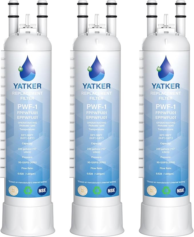 FPPWFU01 Water Filter Replacement for Frigidaire FPPWFU01 Water Filter, Compatible with PurePour PWF-1,EPPWF01 PureAdvantage PWF-1 (3-Pack)