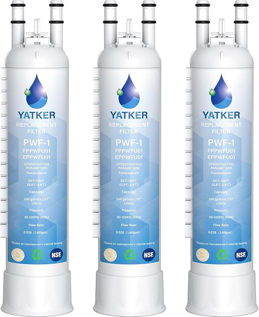 FPPWFU01 Water Filter Replacement for Frigidaire FPPWFU01 Water Filter, Compatible with PurePour PWF-1,EPPWF01 PureAdvantage PWF-1 (3-Pack)