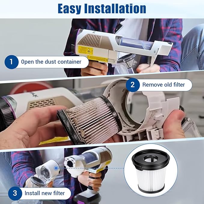 4 Pack IW3511 BU3521 BH102 Replacement Filters Compatible with Shark IW3511, IW1111, IW1120 Detect Pro Stick Vacuum, HEPA Filter Compatible with Shark Bu3521 Bu3523 Lightweight Vacuum
