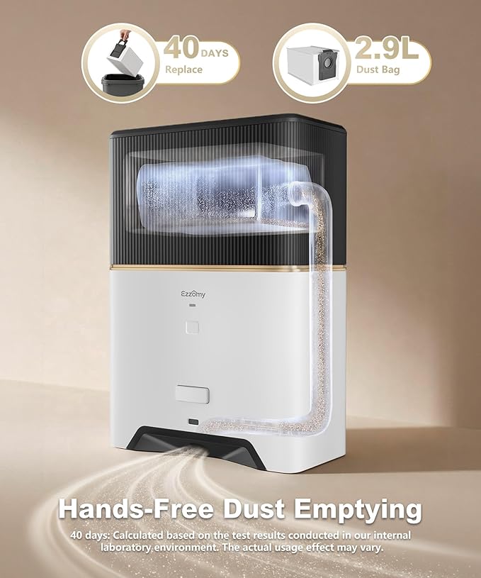 Touchless Vacuum Automatic Dustpan, Bagged Design with Replaceable Dust Bags, Up to 3-Month No Cleaning, 26,000Pa Powerful Suction, One-Touch Auto & Manual Mode for Pet Hair Kitchen & Salon