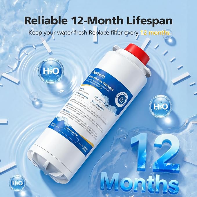 Water Replacement Filter Compatible with Elkay 51300C EWF3000, and EZH2O Bottle Filling Stations, Pre-Installed Smart Chip for EWF3000, ERF750, 51299C, 55898C, 3000 Gallon Capacity, 1 Pack