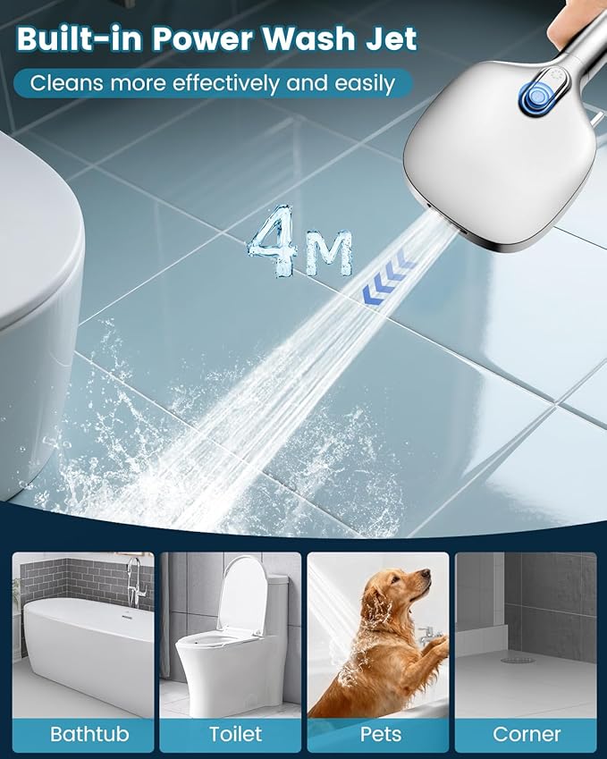 Filtered Shower Head with Handheld, High Pressure 7 Spray Showerhead with Filters, Detachable Shower Heads, Water Softener Filters for Hard Water - Remove Chlorine (Silver)
