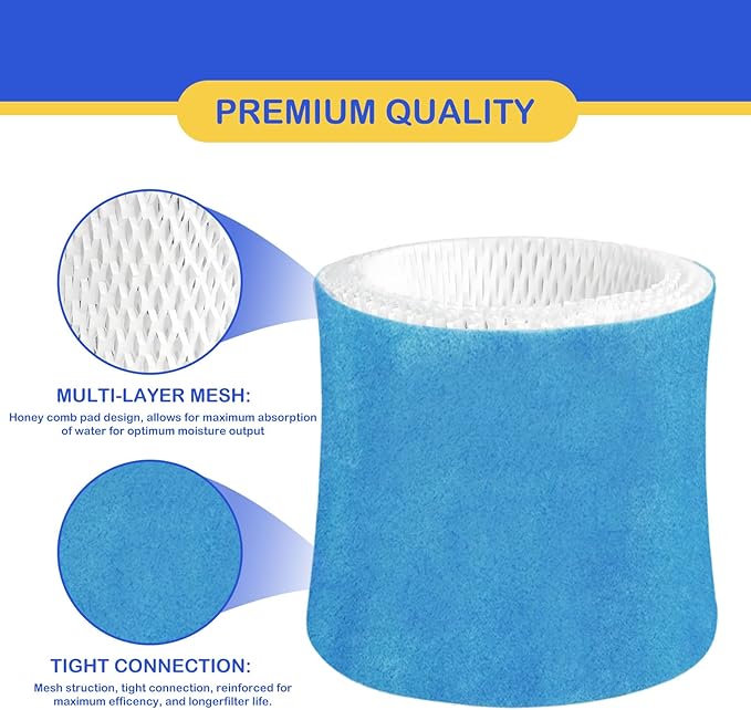 Humidifier Wicking Filter Replacement 2.0 Compatible with Canopy Bedside and Nursery Humidifier 2.0, Wood Pulp & Paper Filter, 3 Pack (Blue)