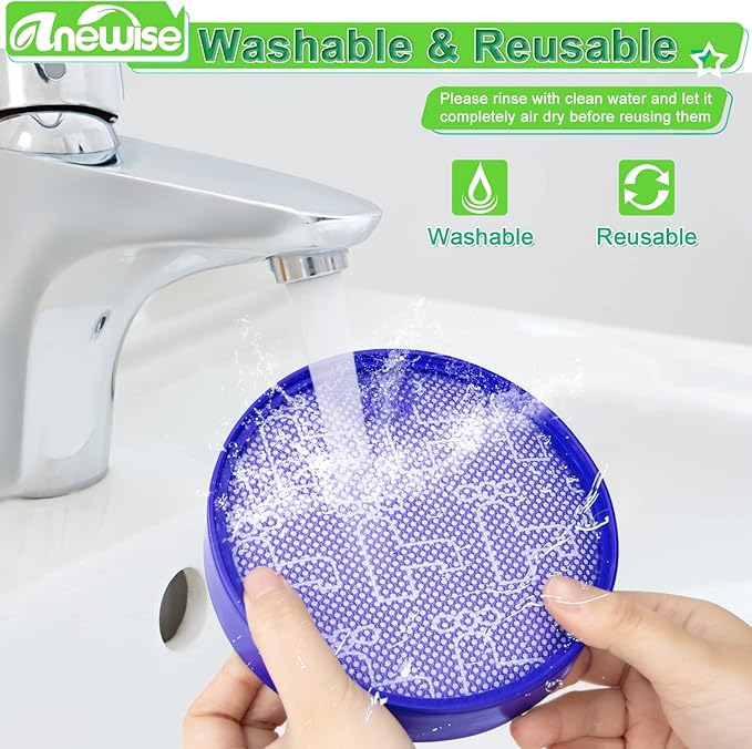 Anewise Filter Kits repalcement for Dyson dc25 vacuum Ball filters, Includes 1Pcs 919171-02 Washable Pre Motor Filter and 1Pcs 916188-05 Hepa filter, Fits DC-25 Models