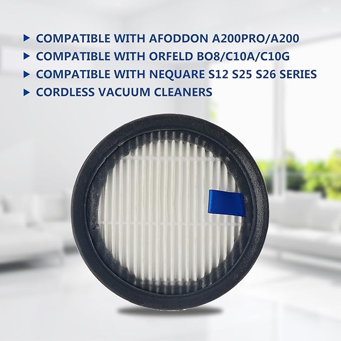 HEPA Filters & Sponge Filters Fit for Afoddon A200Pro/A200, ORFELD B08/C10A/C10G, NEQUARE S12, S25, S25Pro, S26 Series Cordless Vacuum Cleaner (10 Pack HEPA Filters & 10 Packs Sponge Filters)