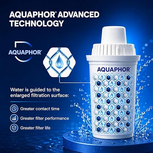 AQUAPHOR 7 Cup Ideal Water Filter Pitcher with 1 x B15 Filter | Reduces Chlorine & Heavy Metals | Fast Flow Water Filtration | BPA-Free & Dishwasher Safe | Improved & Filtered Water | Black