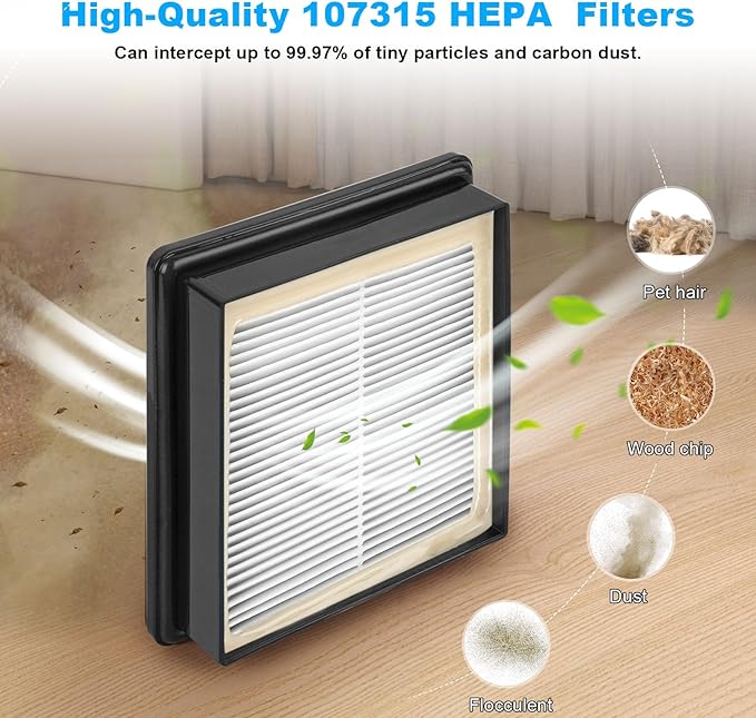 107315 HEPA Vacuum Filter Replacement Proteam Vacuum Parts,Proteam Super Coach Pro6, Super Coach Pro 10,GoFree Flex Pro, and ProVac FS 6 FOR ProTeam Vacuum Twin Pack Filter - 4 Pack