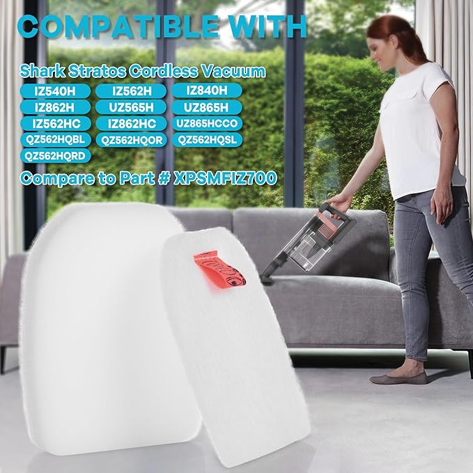 IZ862H UZ565H Filters (2 Felt and 2 Foam Filters) for Shark Stratos Cordless DuoClean PowerFins HairPro Vacuum IZ562H UZ865H IZ540H IZ840H IZ800 IZ862H, Replacement Part XFFKIZ700