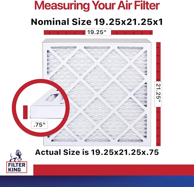 Filter King 19.25x21.25x1 Air Filter (MERV 11) (6-Pack) Dust & Allergy Control AC Furnace Filters, MADE IN USA, HVAC, Pleated, Electrostatic (Actual Size: 19.25 x 21.25 x .75)