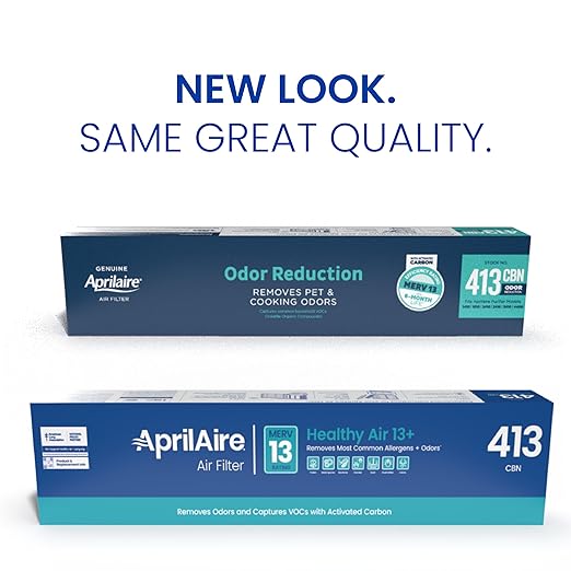Genuine AprilAire 413CBN Replacement Filter for AprilAire Whole House Air Purifiers - MERV 13 with Carbon, Healthy Home Allergy + Odor Reduction, 16x25x4 Air Filter (Pack of 1)