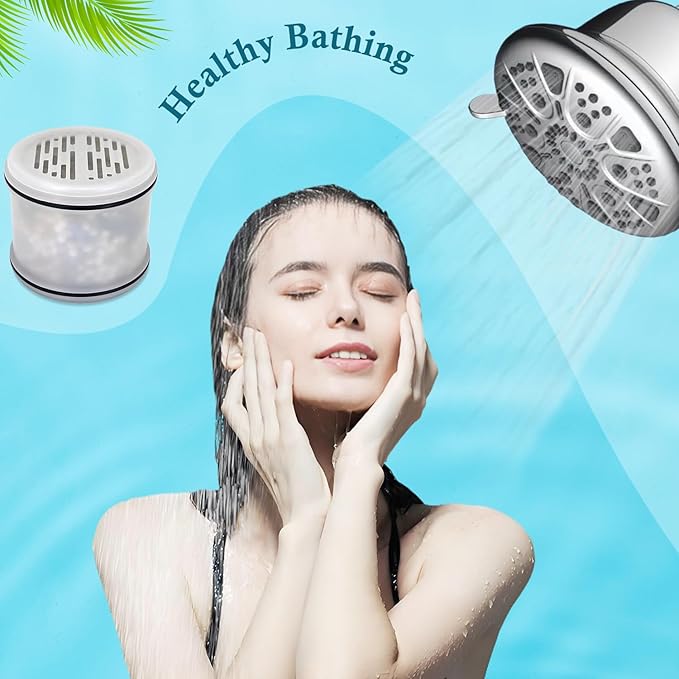 H5H117 Multi-Stage Shower Filter Compatible with MakeFit-H5H117 Filtered Shower Head for Hard Water Softener-7 Settings Bathroom Rain Showerhead to Filter Chlorine and Heavy Metals,3 Pack