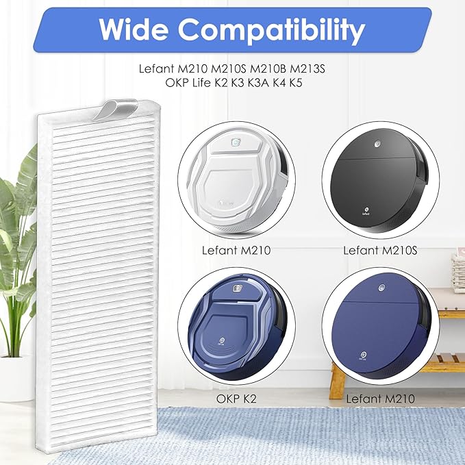 (10 Pieces) HEPA Filter Compatible with Lefant M210B M213S M210S M210 M213, OKP Life K2 K3 K3A K4 K5, Replacement Parts Vacuum Filters (NOT FOR M210 PRO)