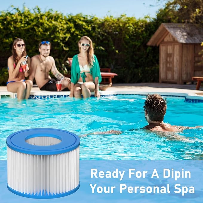 Type VI Hot Tub Filter Cartridge Compatible with Lay-Z-Spa, Coleman SaluSpa 90352E, 58323E, 58323 Swimming Pool Pump, 12 Pack