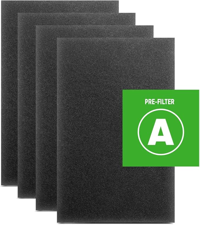 Honeywell HRF-A300 Pre-Filters for Air Purifiers, Activated Carbon Reduces Household Odors and VOCs, Compatible with Select Honeywell HEPA Air Purifiers, 4 Count (Pack of 2)