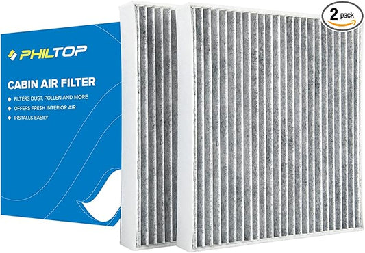 PHILTOP HEPA Cabin Air Filter w/Activated Carbon, Compatible with CF10285 Toyota RAV4, Camry, Corolla, Highlander, Prius, Sienna, 4Runner, Tundra, Yaris, Avalon, Prius V, Venza, Matrix, PACK of 2