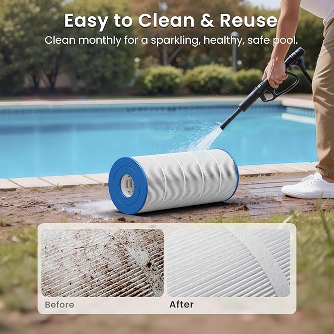 Future Way C150S Pool Filter Cartridge Replacement for Hayward SwimClear C150S, CS150E, Replace Hayward CX150XRE, Pleatco PA150S, 150 sq. ft