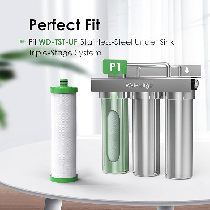 Waterdrop P1 Under Sink Water Filter, Replacement for Waterdrop TST-UF & TST-B Ultra-Filtration Under Sink Water Filter System, 2 Pack