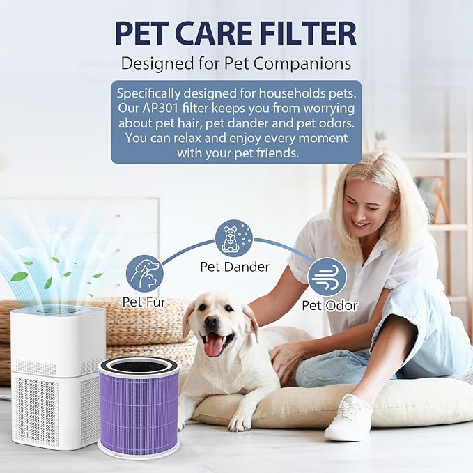 2 Pack AP301 Pet Care Replacement Filter, Only Compatible with Dayette & JOWSET AP301 AP302 Air Purifier, Designed for Pet Odors, NOT FOR AP201 AP303 AP304 AP401 AP402 AP403 AP404 Air Purifier