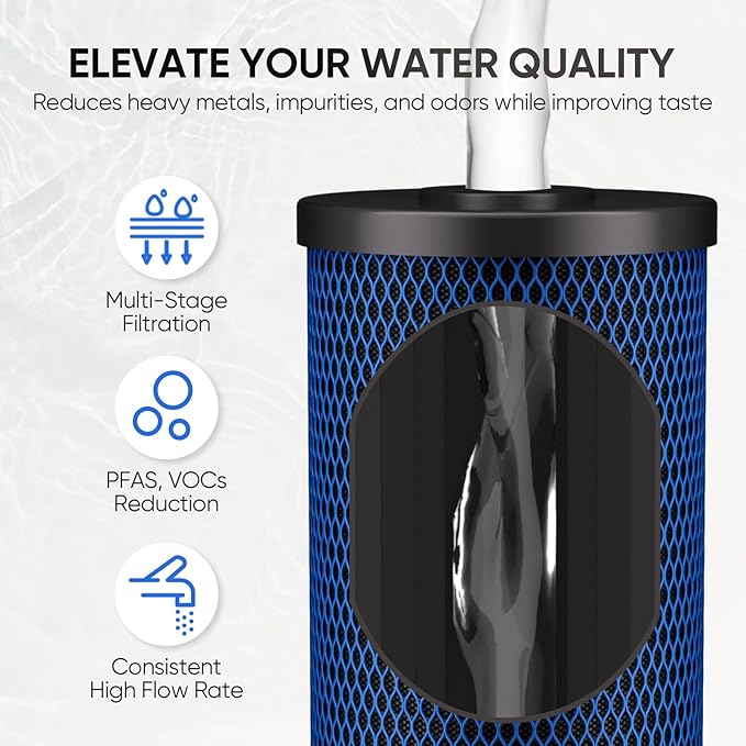 PUREPLUS 5 Micron 10" x 4.5" Whole House PFAS Removal Replacement Water Filter, Coconut Shell Activated Carbon Filter, Compatible with WFHDC8001, GXWH40L, GXWH35F, CB-BB-10, CTO10BB, 2 PACK