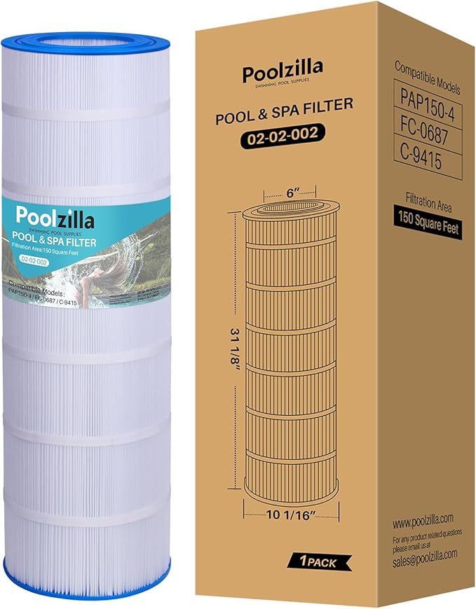 Poolzilla 1 Pack Replacement Cartridge for CC150, CCRP150, PAP150, Unicel C-9415, R173216, 59054300, Filbur FC-0687, 160317, 160355, 160352, Predator 150, 150 sq. ft. Filter Cartridge