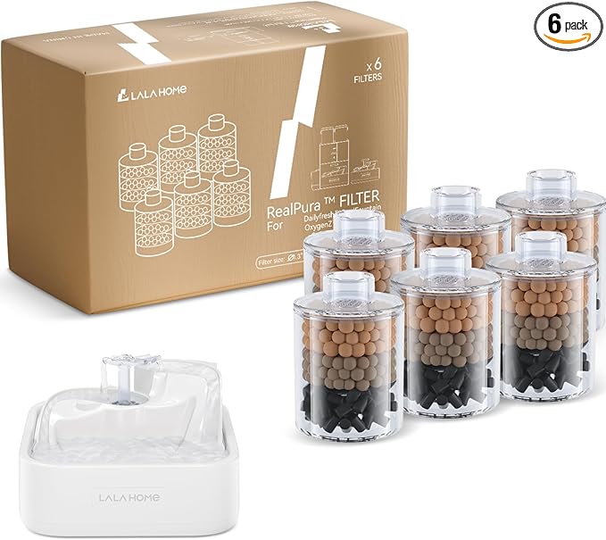 Cat Water Fountain Filter Replacement 6PC Compatible with Automatic Pet Water Dispensor, 3-Month Set RealPura Filter Refill for Smart Bowl Multi-Layer Filtration for Fresh Clean Water