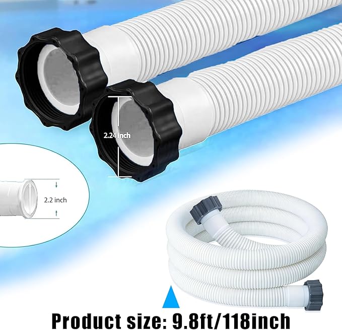 9.8ft 29060E Pool Pump Replacement Hoses for Intexx Pool Accessory Hose-1.5" Diameter Pool Pump Hose Replacement，Fit for 1,500 Higher GPH Filter Pumps Saltwater Systems Sand Filters
