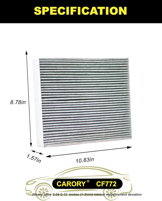 CARORY Cabin Air Filter w/Activated Carbon for Ford Bronco Sport 2021–2024, Escape 2020–2025, Explorer 2020–2025, Mustang Mach-E 2021–2024, Lincoln Aviator 2020–2025, Corsair 2020–2025, and More