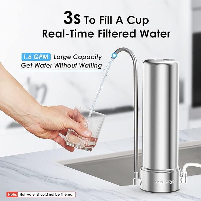 Waterdrop CFF-01 Water Filter Replacement for Waterdrop WD-CTF-01/CTF-02, NSF/ANSI 42&372 Certified, 5-stage Water Filter, Reduces Heavy Metals, Bad Taste and Up to 99% of Chlorine