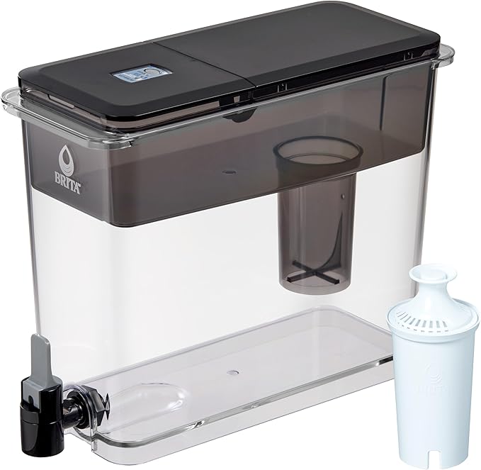 Brita UltraMax Large Water Dispenser with 1 BritaPlus Filter, 27 Cup Capacity, Black (Package May Vary)