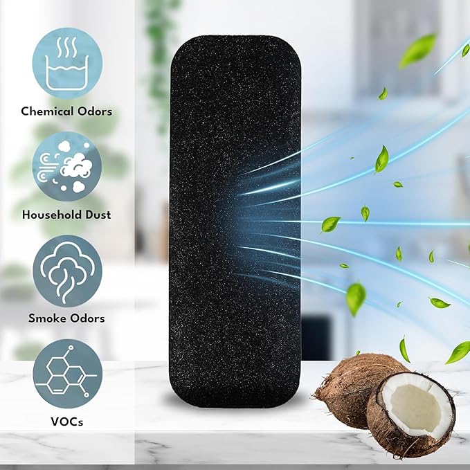 15 Pack Ceiling Fan Filters for Blades, Strong Activated Coconut Carbon Filter for Ceiling Fans, Universal Fit Unscented Charcoal Fan Air Purifier Pad