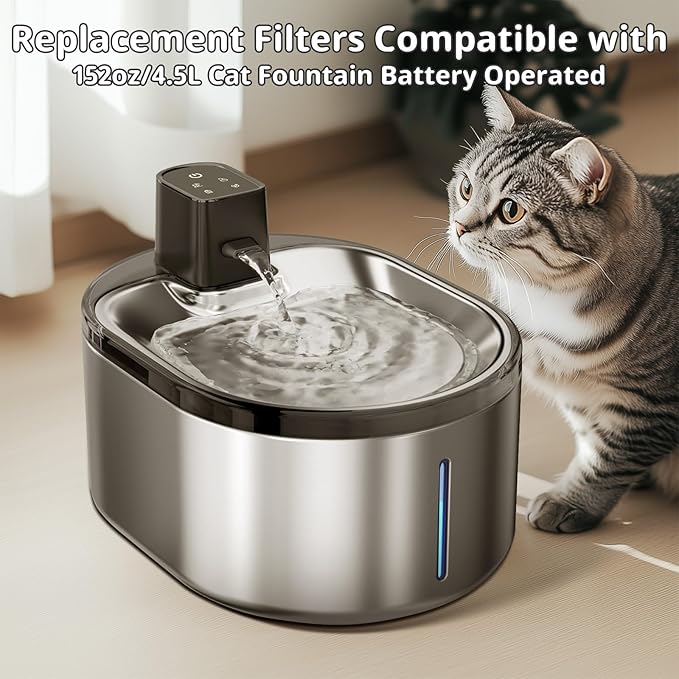 Cat Water Fountain Filter Pet Drinking Fountain Filter & Sponges for 152oz/4.5L Wireless Cat Water Fountain,Triple Filtration System for PTM-643 models, 9 Pack (9 Filters and Sponges)