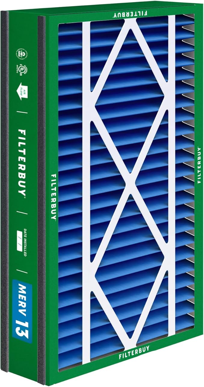 Filterbuy 16x25x3 Air Filter MERV 13 Optimal Smoke & Allergy Defense (4-Pack), Electrostatic Pleated HVAC AC Furnace Filters for Trion Air Bear, Lennox X0581 & More (Actual Size: 15.63 x 24.13 x 3.00)