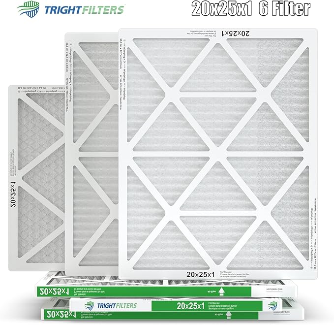 TRIGHTFILTERS 20x25x1 Air Filter 6 Pack, Durable MERV 8 Pleated Home HVAC AC Furnace Filters, Lightweight Compact Air Conditioner Filter Replacement
