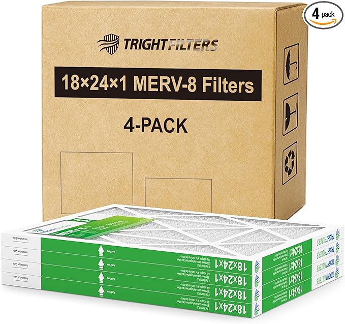 TRIGHTFILTERS 18x24x1 Air Filter 4 Pack, MERV 8 Pleated Dust Defense Air Filters Replacement for Air Conditioner & Furnace, Durable & Lightweight