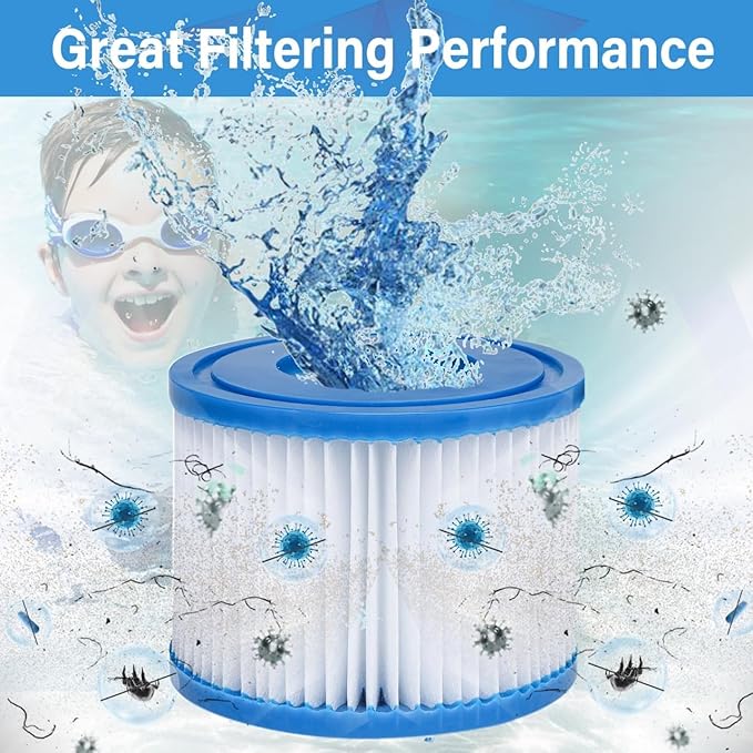 6 Pack Type VI Hot Tub Filters Cartridge Replacement for Saluspa Hot Tub Compatible with Lay-Z-Spa，Coleman SaluSpa 90352E, 58323E, 58323 Swimming Pool Pump