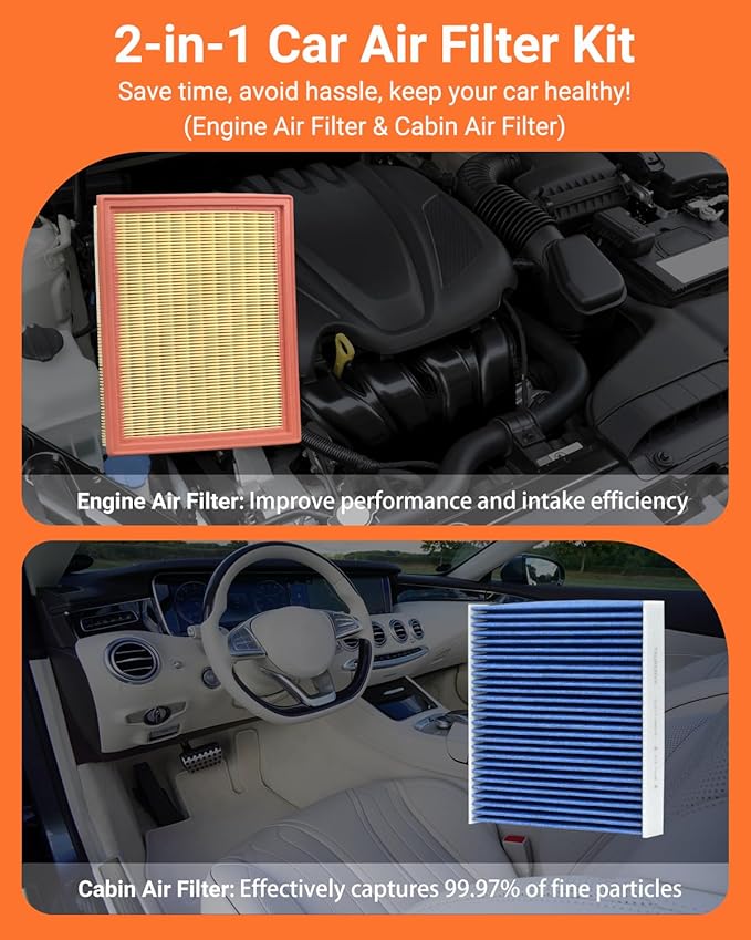 Engine & Cabin Air Filter Kit with Activated Carbon, Fit for 2022 2023 2024 2025 2026 Nissan Pathfinder 3.5L & INFINITI QX60 3.5L, Relace 272775NA1A, 16546-6TA0A, CF12552, WA11687