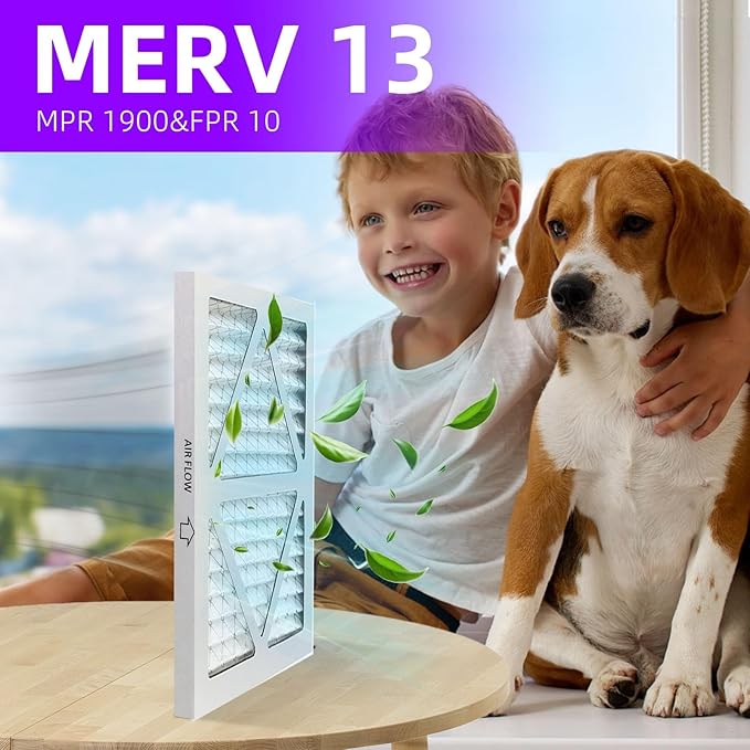 14x14x1 MERV 13 (6-Pack) Pleated Air Filter (Actual Size: 13.75"x13.75"x0.75") MPR 1900 & FPR 10, Furnace Air Filters