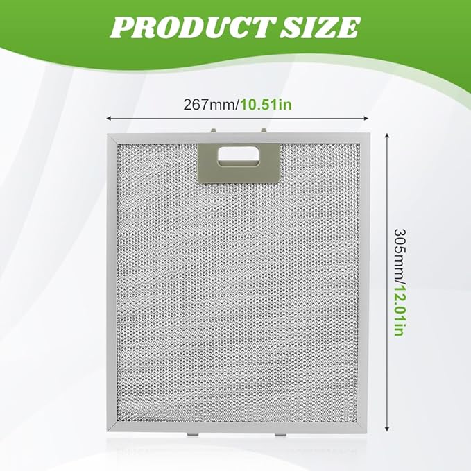 3pcs W10169961A 5 Layer Extractor Fan Silver Range Hood Filter, Aluminum Mesh Hood Grease Filter 10.5 x 12 Inch Fit for Whirlpool, Kitchen Aid, Range Hoods