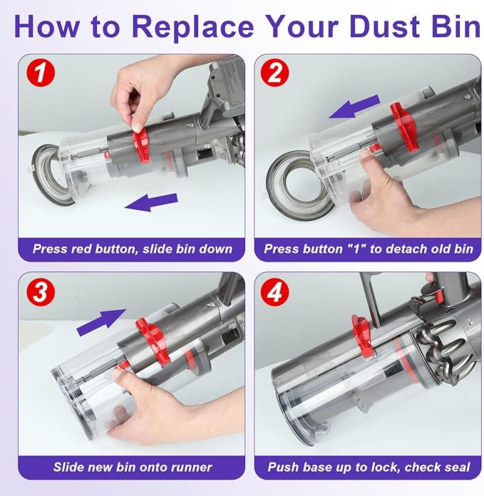 Lemige Upgraded V11 V15 Vacuum Filter & Dust Bin Canister Replacement Parts for Dyson V11 V15 SV14 SV15 SV22 Vacuum Cleaner, For Dyson Vacuum Attachments No. 970050-01 & 965443-01 & 970013-02