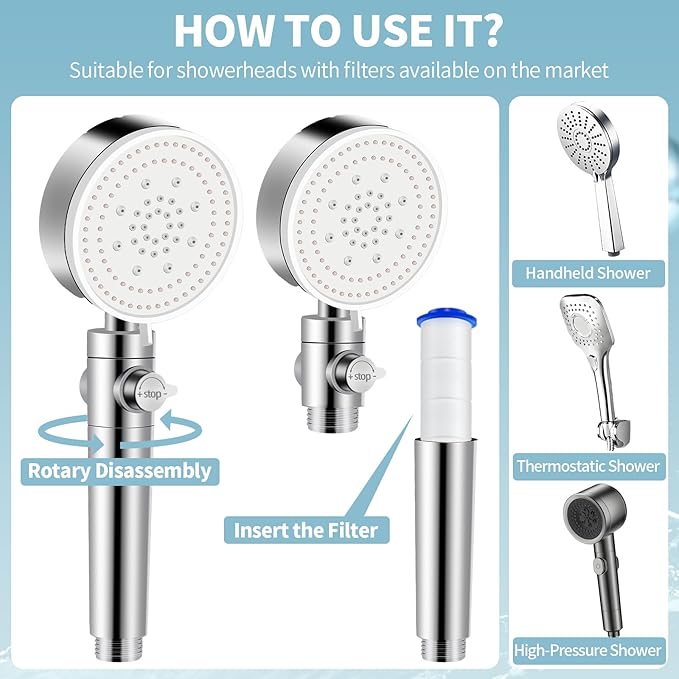 18 Pack Shower Filter Shower Head Filter PP Cotton Filter Handheld, Filter Replacement Filter Tool Suitable for Various Specifications of Shower Heads (3.74 inches)