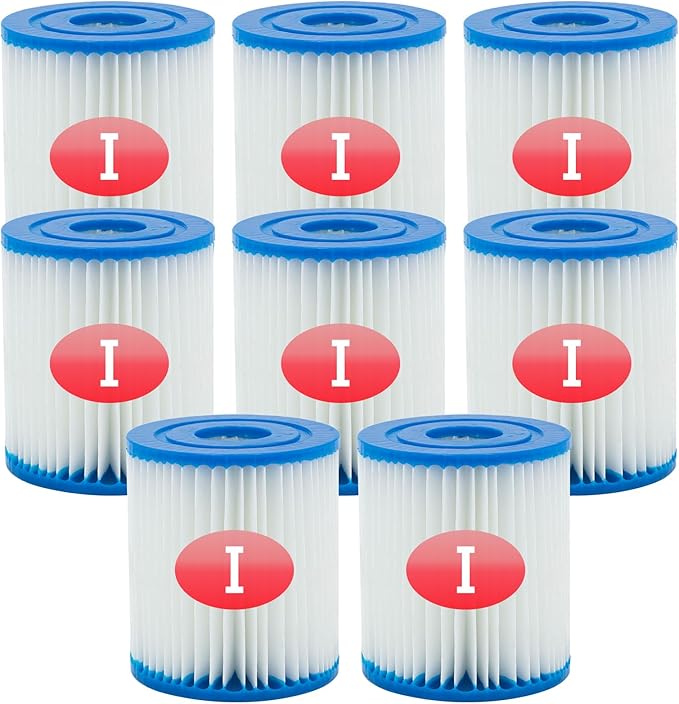 Type I Pool Filter Cartridge, 3.11 x 3.48 Inch Size I for Swimming Pool Filter,Pool Filter Pumps Universal Replacements (8 Pcs)