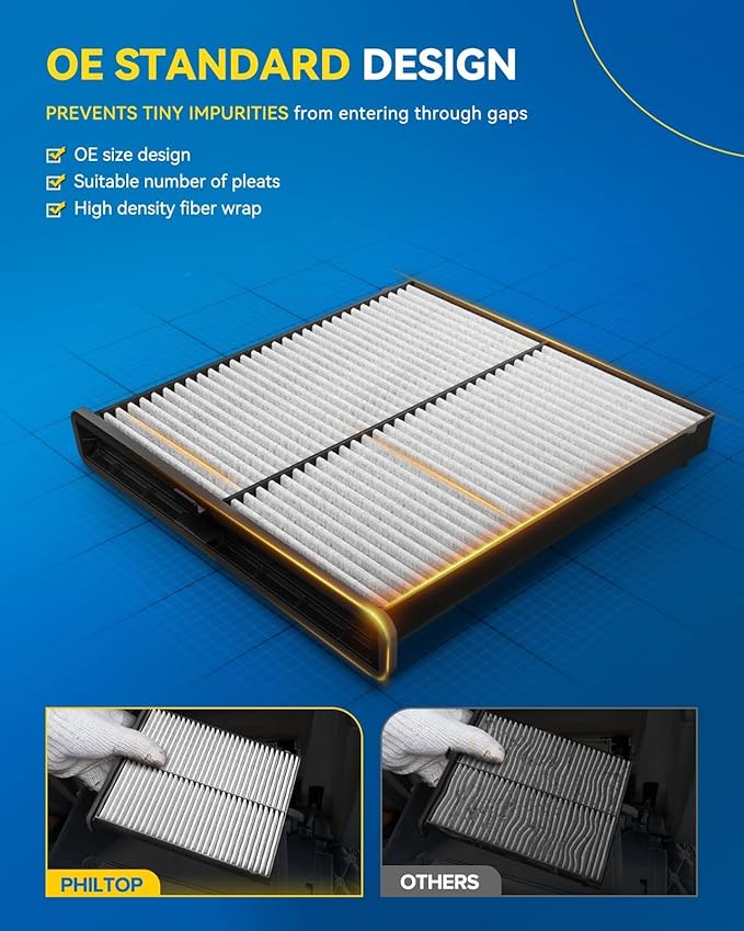 PHILTOP HEPA Cabin Air Filter w/Activated Carbon, Compatible with CF10559 Suzuki SX4 2007-2013, Carbon Filter Up Dust Pollen Odor