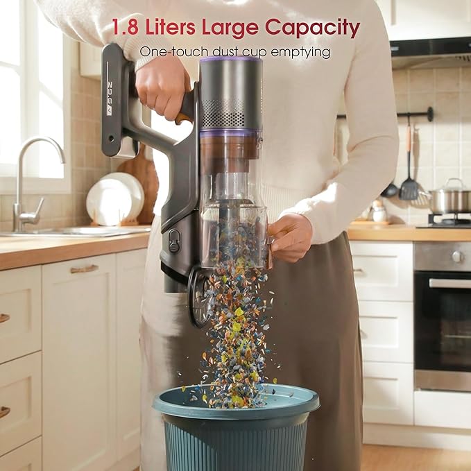 Cordless Vacuum Cleaner, 650W 55KPA 70Mins Stick Vacuum Cleaners for Home, Anti-Tangle Vacuum Cordless with Touch Screen and 1.8L Cup, Self-Standing Vacuum Cleaner for Home/Pet Hair/Carpets/Floors