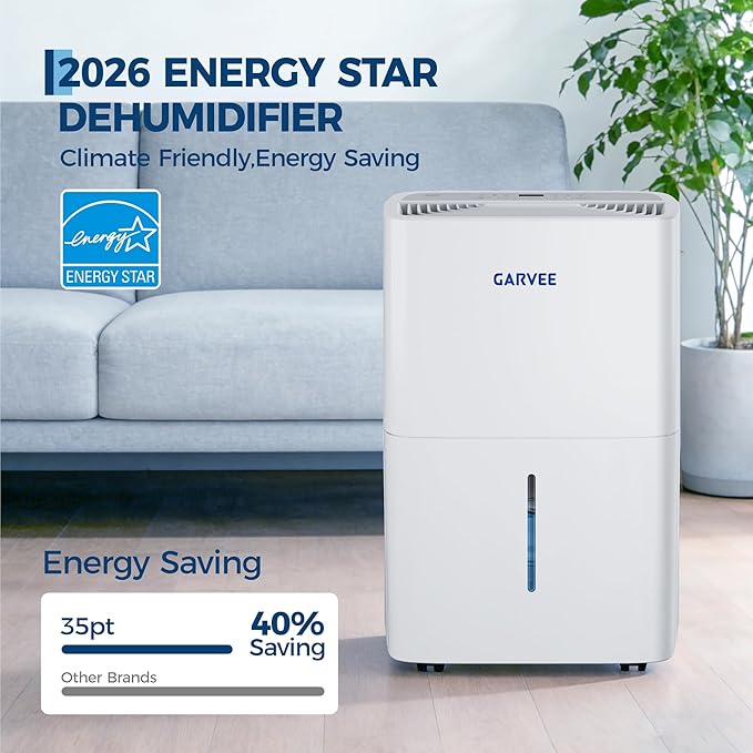 Garvee 35 Pint Dehumidifier for up to 4,500 Sq Ft, with Reusable Air Filter Control, Compact for Home, Basement, Large Rooms, Bathroom