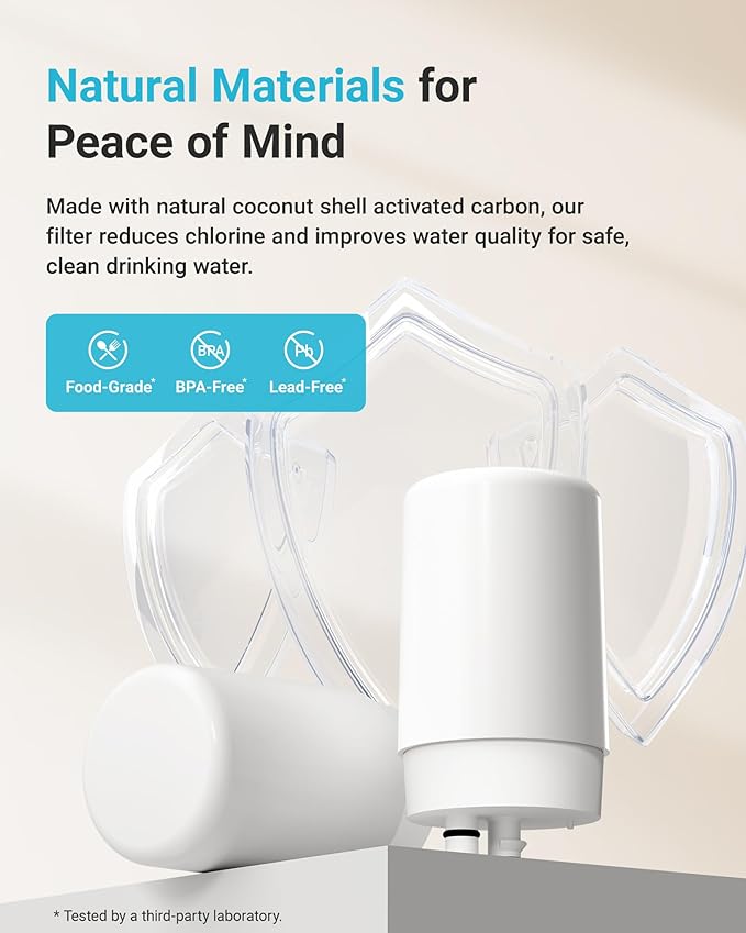 AQUA CREST 7027W Faucet Water Filter, Replacement for Brita® Filter, Brita® Faucet 36311 On Tap Water Filtration System, FR-200, FF-100 Replacement Filter, White, 3 Pack