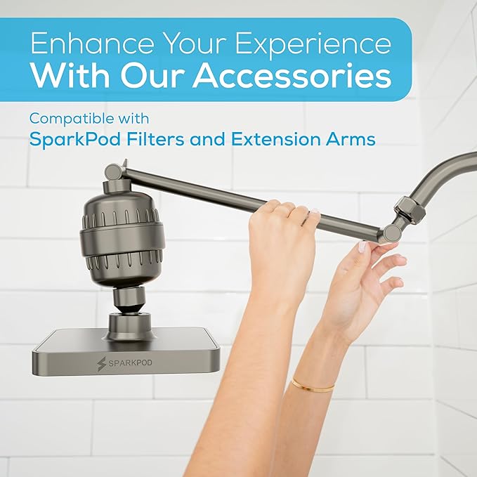 SparkPod Shower Head - High Pressure Rain - Premium Quality Luxury Design - Easy Clean Adjustable Replacement for Your Bathroom Shower Heads (Elegant Brushed Nickel, 8 Inch Square)