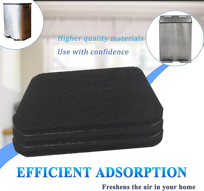 PurifyLogix Odor Absorbing Filter Refills for SIMPLI-Magic Trash Can, Activated Charcoal Deodorizer Compatible with SIMPLI-Magic Garbage Bins with Built in Odor Filter Compartment, Square (Pack of 6)