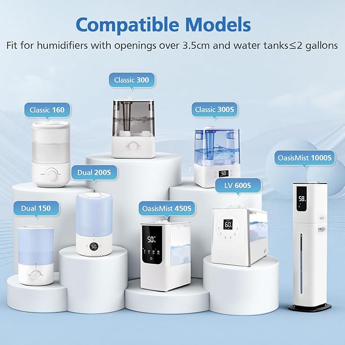 ShufudeJa 10 Pack Humidifier Demineralization Cartridge Compatible with LEVOIT Top Fill Humidifiers, Classic 160, LV600S, OasisMist 450S, OasisMist 1000S, Calcium and Magnesium Ion Softening, White